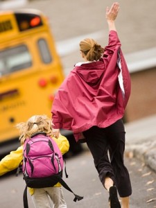 Run to bus with kids