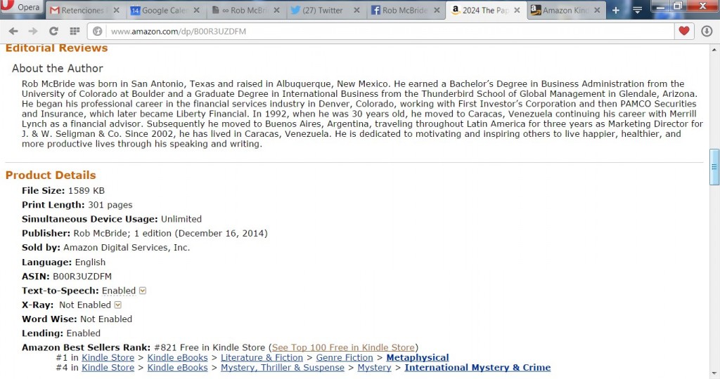 #1 Metaphysical and #4 in Int'l Crime and Mystery, Top #821 books sold